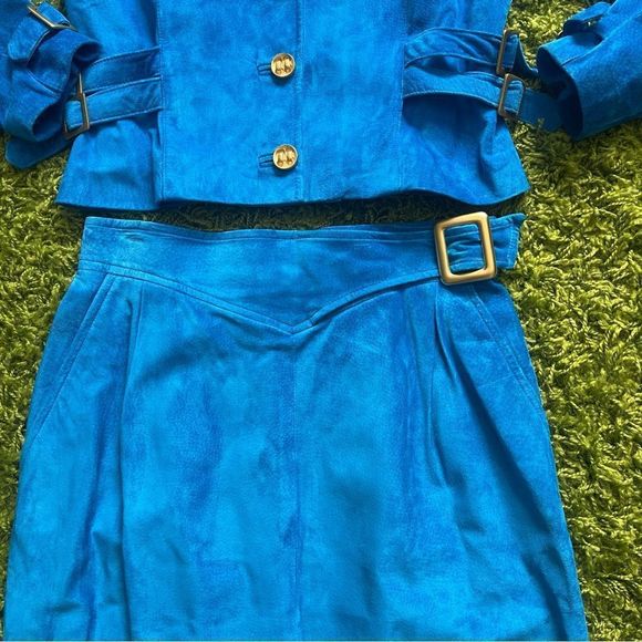 DANIER VINTAGE LEATHER SET BLUE 80S - Picture 3 of 16